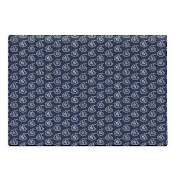 Paisley Cutting Board, Continuous Oriental Pattern with Floral Damask Monochrome Motif Graphic, Decorative Tempered Glass Cutting and Serving Board, in 3 Sizes, by Ambesonne