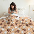 thumbnail image 3 of Football Outline Beige Pattern Soft Sherpa Fleece Throw Blanket, Warm Cozy Plush Blanket for Sofa Bed Couch, All Season, 50"x60", 3 of 5