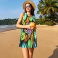 thumbnail image 3 of Balery Hippie Style Vestidos de verano para mujer con estampado: vestido holgado sin mangas, vestido playero informal y cómodo para días calurosos., 3 of 7