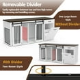 thumbnail image 5 of 71'' Multi- Functional Dog Crate Furniture for 2 Dogs with Divider and Sliding Doors, Large Dog Kennel with Storage Drawer and Tilt Out Trash Cabinet, Whilte, 5 of 7