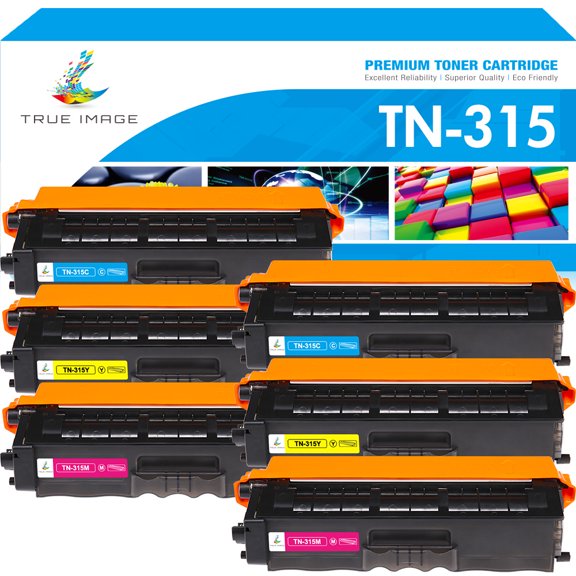 True Image 6-Pack Compatible Toner Cartridge for Brother TN315 TN-315 HL-4150CDN MFC-9560CDW HL-4570CDW MFC-9460CDN MFC-9970CD Printer (2*Cyan,2*Magenta,2*Yellow)