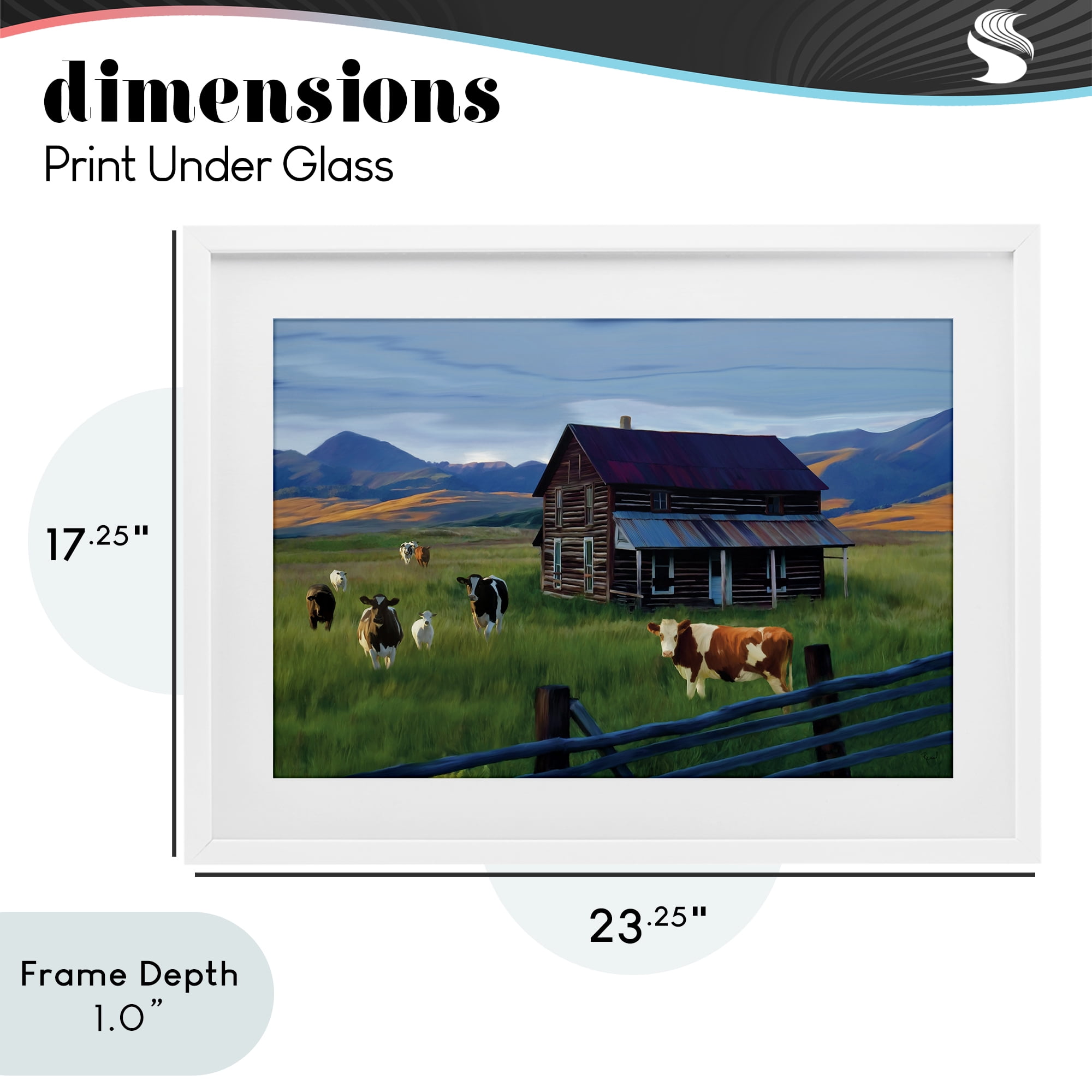 Stupell Industries Grazing Cattle at Solitary Cabin White Framed Print Under Glass, design by Renel Peters