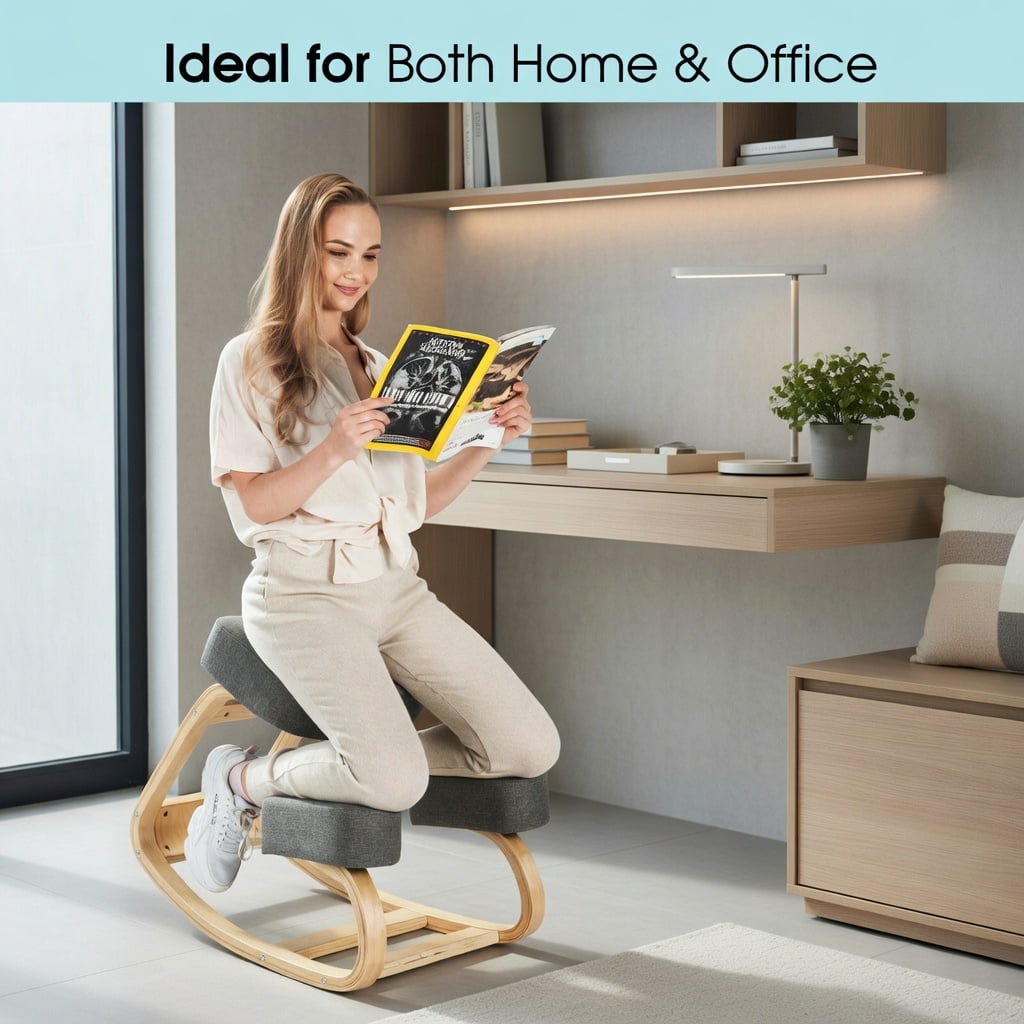 Spaco Ergonomic Kneeling Chair Rocking Office Desk Stool Upright Posture-Gray, Home Office Computer Desk Chair, Ergonomic Office Chair for Bedroom,Study