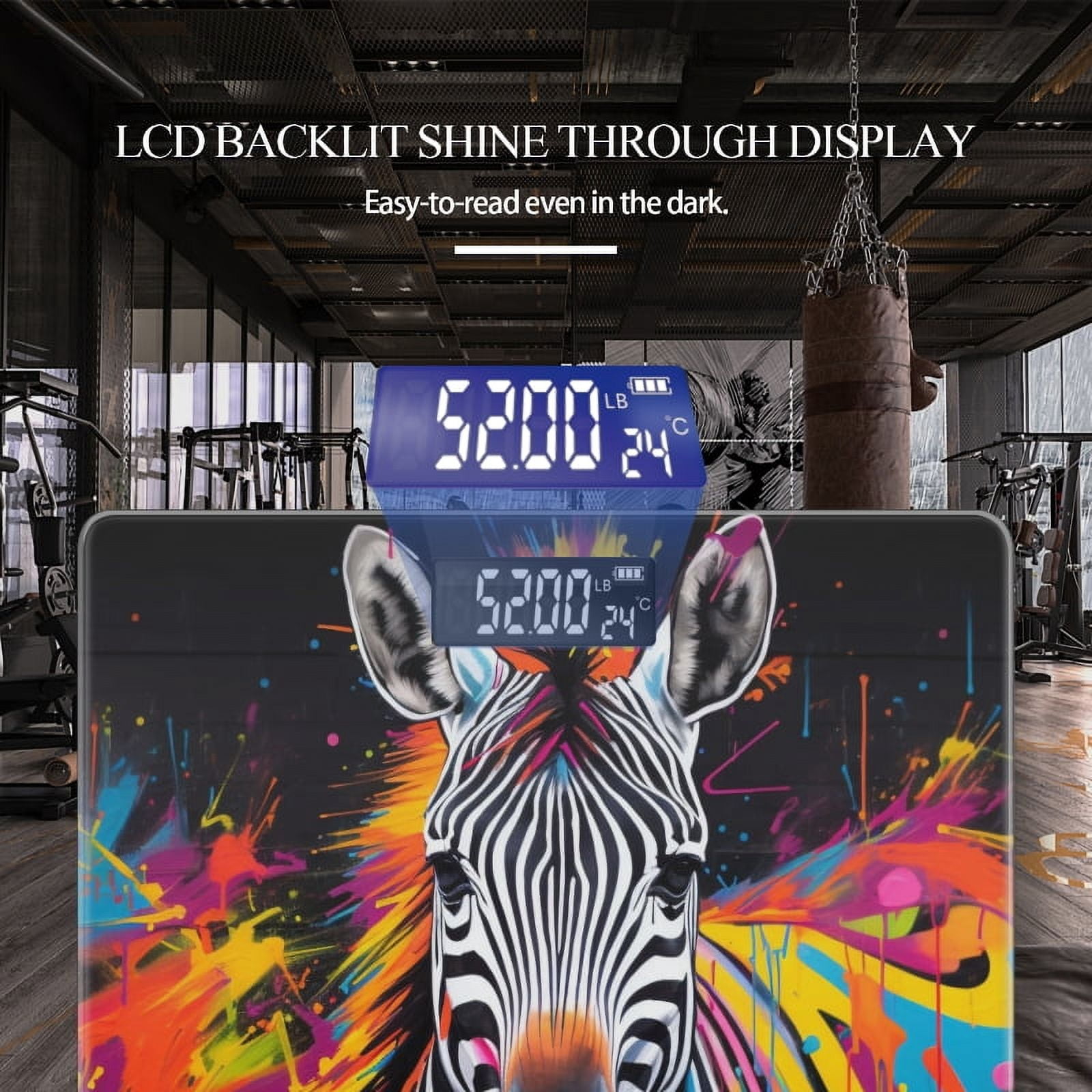 High Precision Body Weight Scale Smart Bathroom Scales with Large LCD Display(400lbs),Decorative for Bedroom-Street Art Graffiti Of Zebra With Vibrant Pop Colors