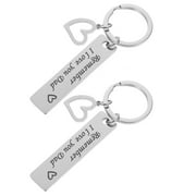 2 Pcs Father's Day Keychain Decor Custom Personalized Gift Dad Birthday Fathers Ring Decorate Present Stainless Steel