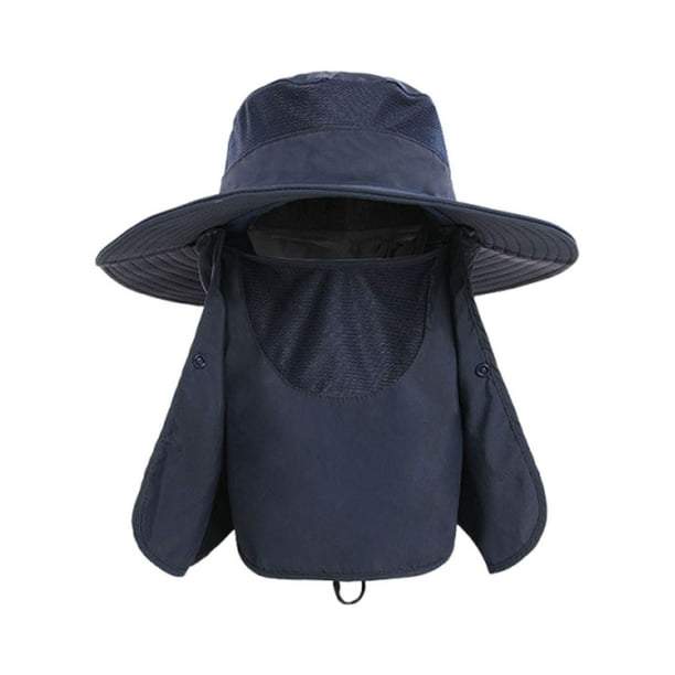 Sombrero para el portátil para exteriores con protección facial para deportes al libre, jardinería y acampada. Azul marino