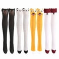 thumbnail image 4 of Xfvqtps Women Thigh High Socks Cute Cartoon Animals Pattern Over the Knee Party Cotton Stockings Gray, 4 of 5