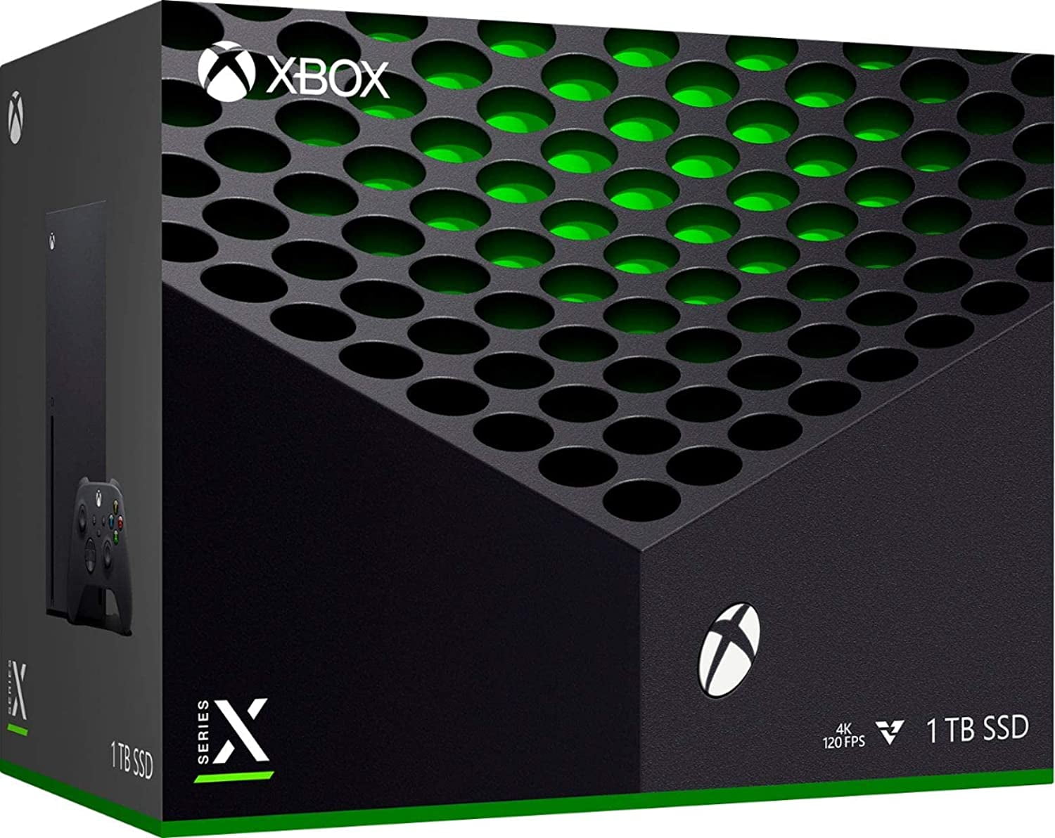 Pre-Owned Microsoft Xbox Series X, BOLT AXTION Bundle, Data Storage with 2 Controllers, Black,