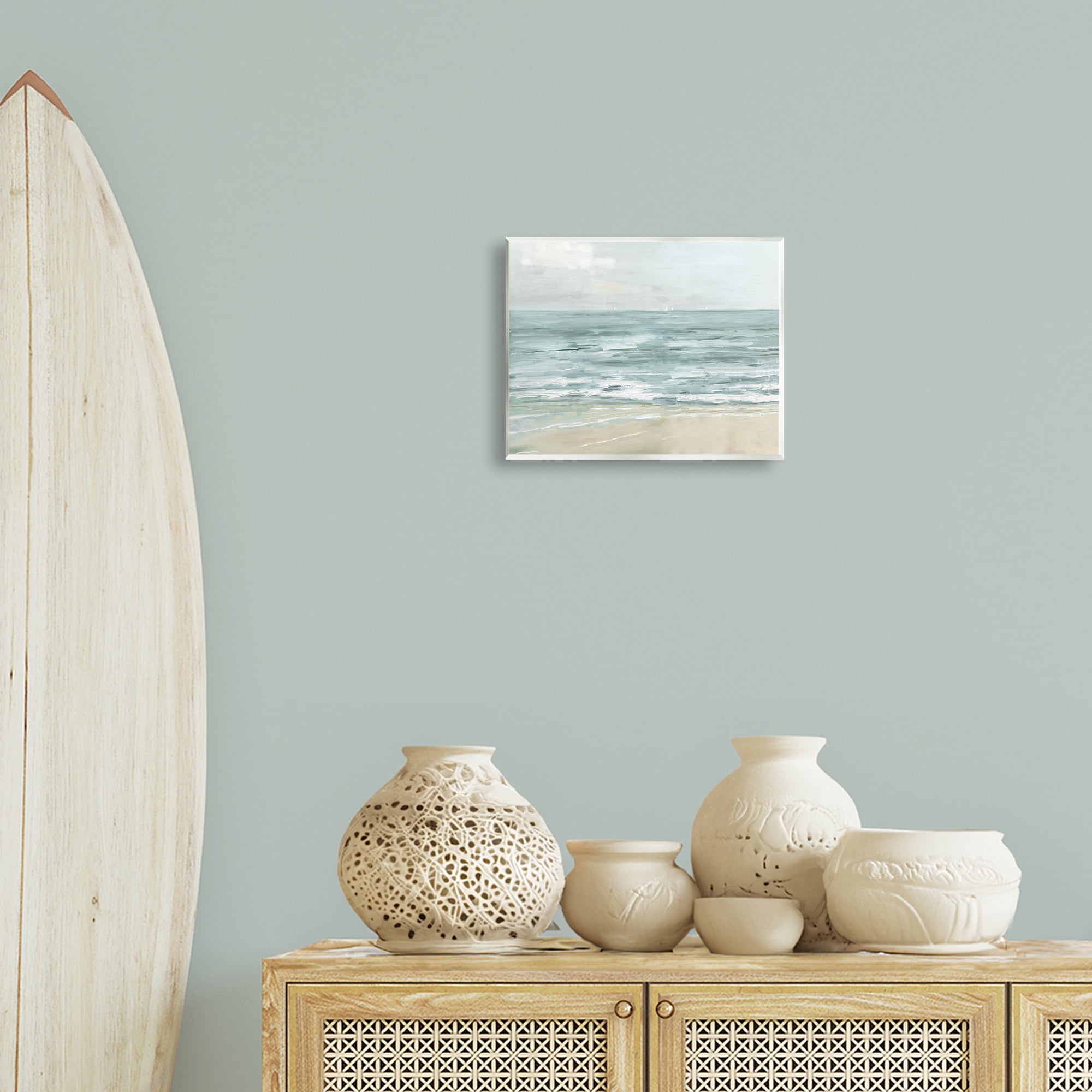 Stupell Industries Brushed Beach Waves Landscape Painting Unframed Art Print Wall Art, 14 x 11