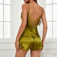 thumbnail image 3 of Gytharion 2 Piece Satin Silk Pajama Sets for Women Lace Patchwork Sling V-neck Backless Tops and Elastic Waist Shorts Summer Fashion Lounge Sets, 3 of 4