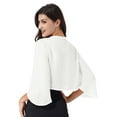 thumbnail image 2 of ZALDITA Womens Shrug Soft Chiffon Open Front Sheer 3/4 Sleeve Cropped Bolero Cardigan Ivory XXL, 2 of 6