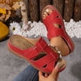 thumbnail image 3 of HomeDM Womens Sandals Micro-Wedge Open Toe Slip-On Summer Beach Vacations Slide Sandals, Red Size 6, 3 of 9