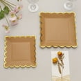 thumbnail image 6 of Efavormart 25 Pack | 7" Natural / Gold Scalloped Rim Square Paper Dessert Plates, Disposable Salad Appetizer Party Plates, 6 of 11