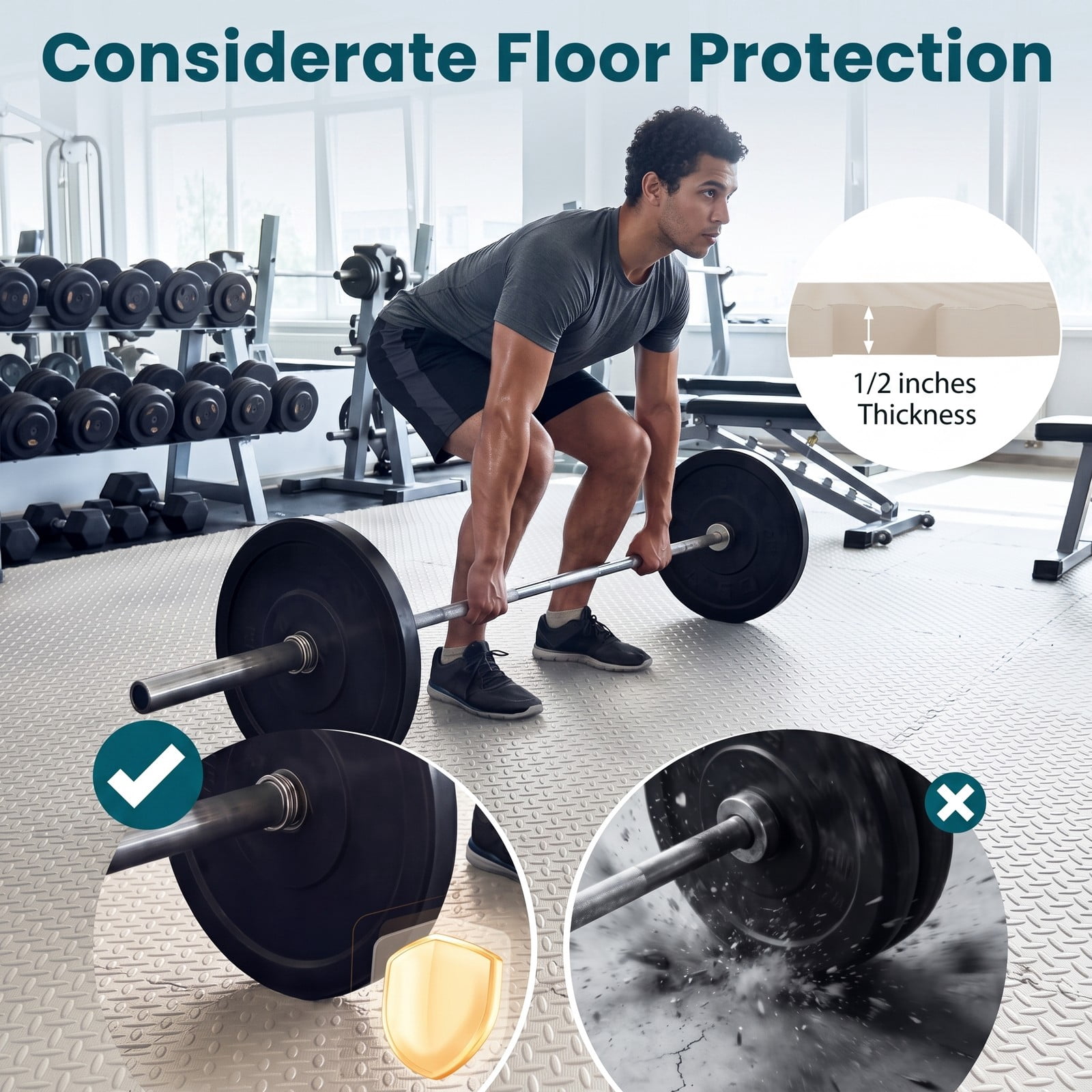 Airfind 24 Tiles Puzzle Exercise Floor Mat with Interlocking EVA Foam and Non-Slip Texture for Home Gym Equipment Protection, Beige