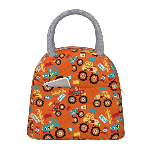 Balery Monster Truck,Truck Cartoon Bolsa de Almuerzo para Mujeres, Caja de Almuerzo, Bolsa de Almuerzo Pequeña Impermeable, Tote de Almuerzo Reutilizable con Gran Capacidad