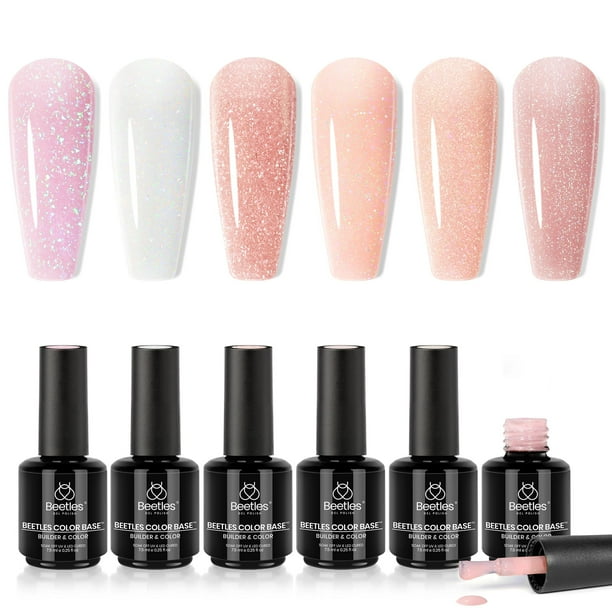 Set de esmaltes de uñas Beetles Rubber Base Color Gel 6 colores