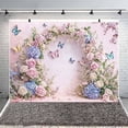 thumbnail image 3 of Pink Butterfly Floral Backdrop Baby Shower Colorful Flowers Backdrops for Photograph Background Wedding Girl Birthday Table Cake Party Decorations Photo Studio Props 8X6ft, 3 of 6