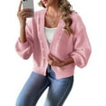 thumbnail image 2 of Chunky Cardigan Sweaters for Open Front Cardiagn Casual Soft Knitted Business Sweaters Pink S, 2 of 8