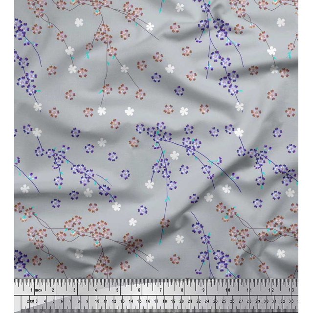 Soimoi Rayon Fabric Flower Artistic Decor Fabric Printed Yard 56 Inch Wide