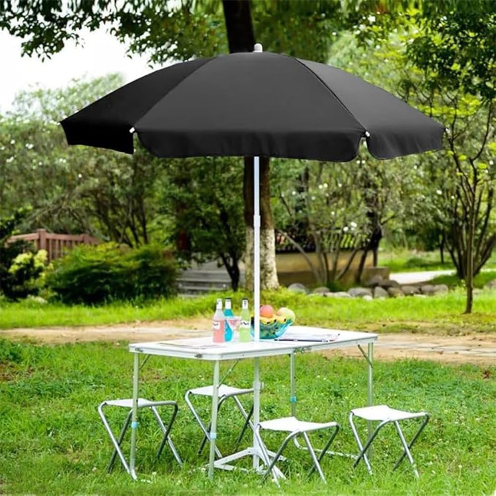 AMMSUN 6ft Black Round Outdoor Picnic Portable Market Patio Umbrella,Tilt Pole & Carry Bag