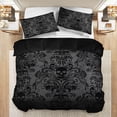 thumbnail image 3 of Vintage Ornate Skull Comforter Set, Dark Academia Aesthetic, Queen/King Size, Gothic Home Bedding, 3 of 5