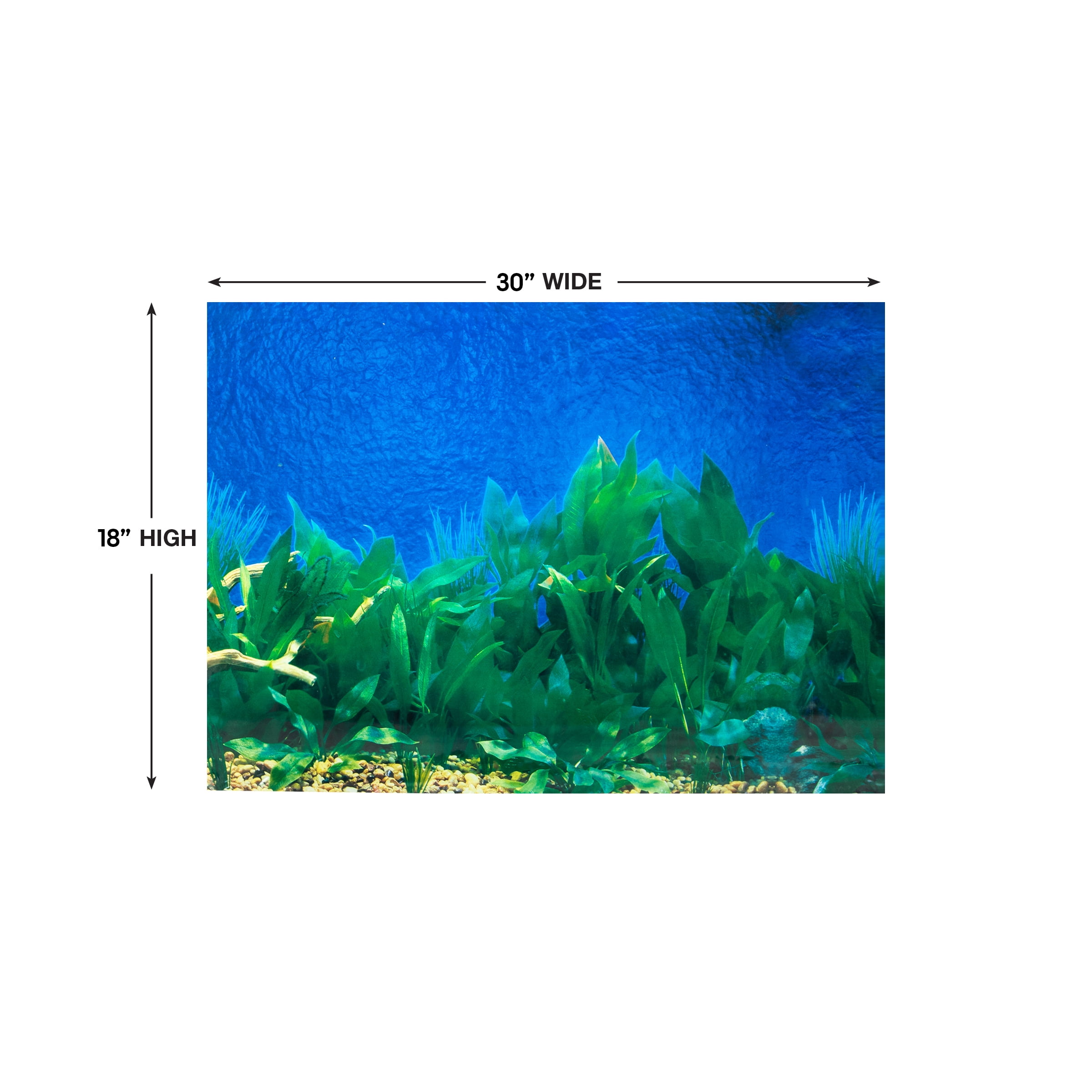 Tide & Treasure Double Sided Aquarium Background, Aquatic Plant And Solid Blue, up to 29 Gallon Tank