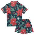 thumbnail image 2 of FORMRS Kids Short Sleeve Top and Pants Pajama Set Unisex Satin 2-Piece Sleepwear, Sizes 13-14Y, Red Christmas Leaves, 2 of 8