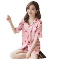 thumbnail image 5 of Summer Cardigan Double Short Printed Set Ice Silk Thin Home Clothes Pajamas, 5 of 5
