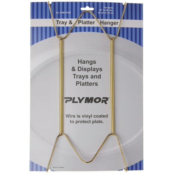Plymor Gold Finish Wall Mountable Tray and Platter Hanger, 14.25" H x 6.5" W x 0.875" D (For Trays or Platters 16" - 30")