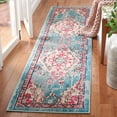 thumbnail image 3 of SAFAVIEH Madison Elinor Traditional Distressed Area Rug, Light Blue/Fuchsia, 3' x 5', 3 of 9