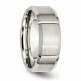 thumbnail image 4 of Stainless Steel Beveled Edge Grooved 8mm Brushed/Polished Wedding Band - Size 12.5, 4 of 5