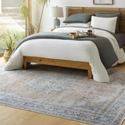 Surya Tahmis Traditional Style Low Pile 100% Polyester Area Rug, 7 x 9 Blue, Slate, Beige, Light Gray Pet Friendly, Ind/Out, Machine Woven Stain Resistant, THI2705-679