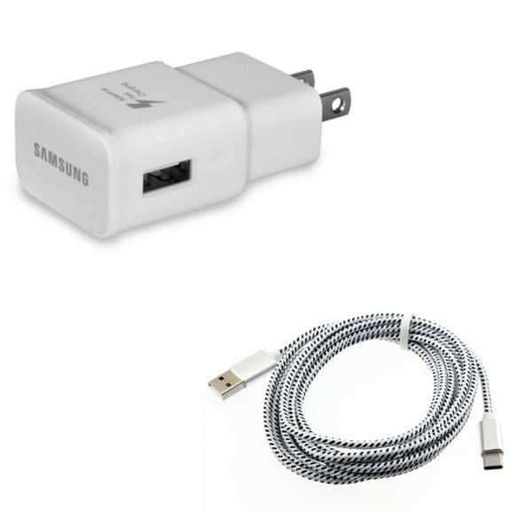 10ft USB Cable + OEM Home Charger for Samsung Galaxy Z Fold4/Fold 3 5G/Flip4 Phones - Type-C Charger Cord Power Wire and Adaptive Fast USB Power Adapter Combo