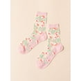 thumbnail image 3 of CHUNTIAN Women's 4 Pairs Sheer Mesh Flower Patterned Thin Casual Crew Socks Transparent Cute Summer Socks, 3 of 8