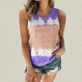 thumbnail image 2 of MSJUHEG Sleeveless Tops for Women Tank Top for Women Going Out Tops for Women Tank Tops Womens Tops Tie Dye Color Tops（S 5Xl） Crew Neck Block Tanks Sleeveless Blouse Polyester 1PC Top Purple 5Xl, 2 of 5