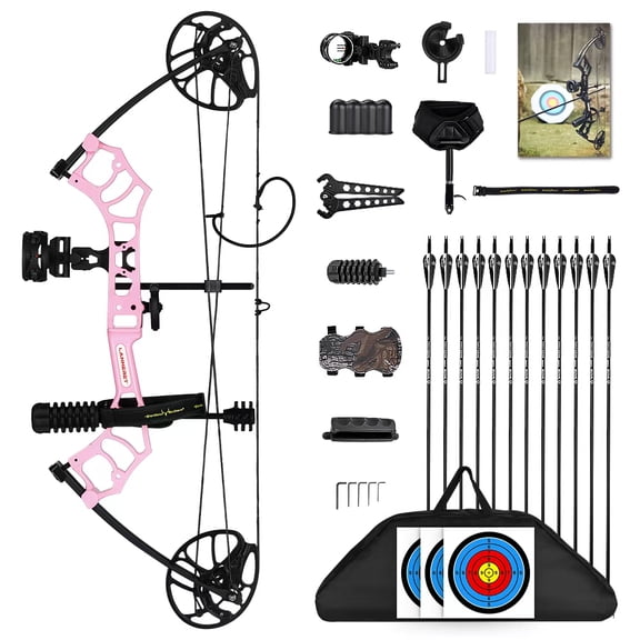Lightweight Compound Bow Package for Youth, Adults, Beginners & Women,22.5"-30" Draw Length,10-50 Lbs Draw Weight,290fps,Practice and Hunting Bow Archery Set