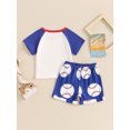 thumbnail image 5 of Niusricy Toddler Baby Baseball Outfit 0 6M 12M 18M 2T 3T Kids Boys Short Sleeve T-shirt Letters Print Tops with Baseball Print Shorts Infant Fashion Casual Daily Summer Clothes for Vacation, 5 of 8