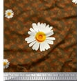 thumbnail image 1 of Soimoi Velvet Fabric Leaves & Daisy Flower Print Fabric by Yard 58 Inch Wide, 1 of 3