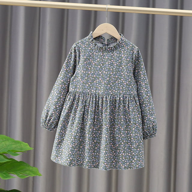 AAMILIFE Nouvelle Mode Pastorale Imprimé Princesse Jupe Enfants Coton Jupe Corée Version Printemps et Automne Robe Florale