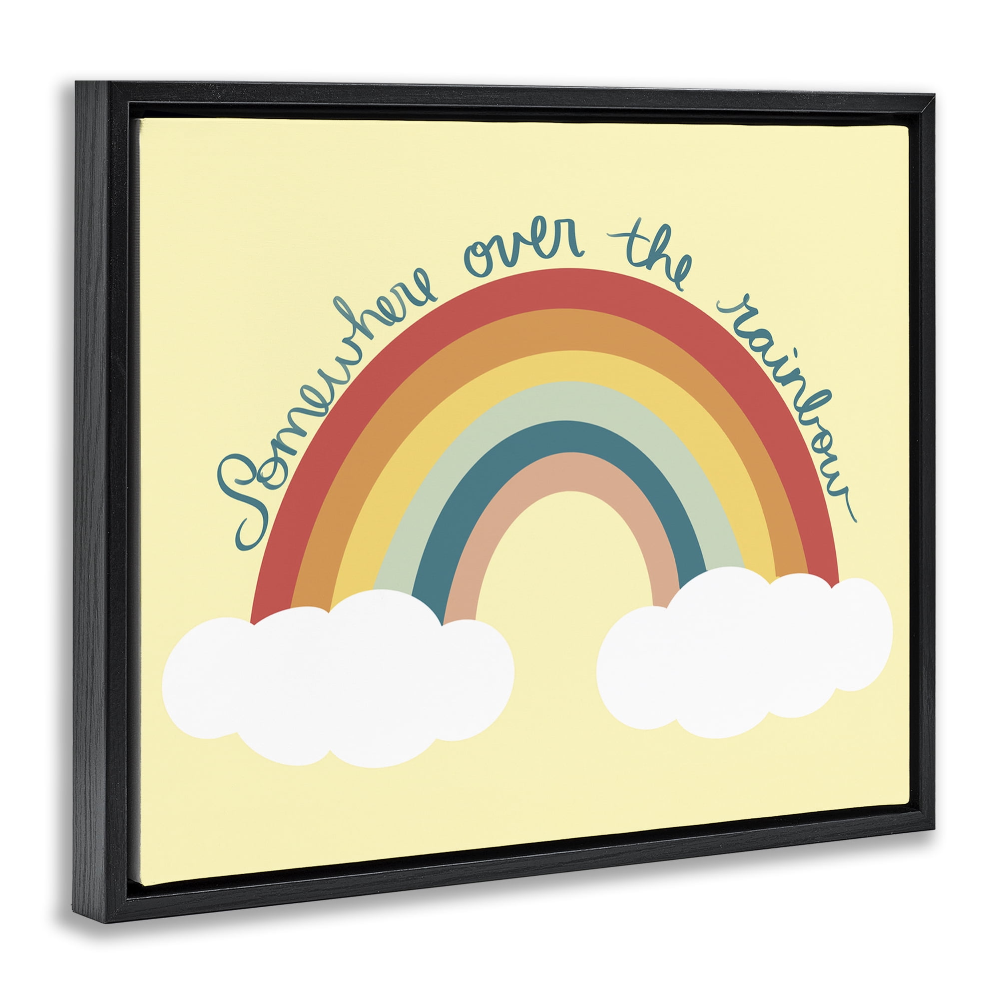Stupell Industries Somewhere Over Rainbow Text & Numbers Painting Black Floater Framed Canvas Art Print Wall Art, 21 x 17
