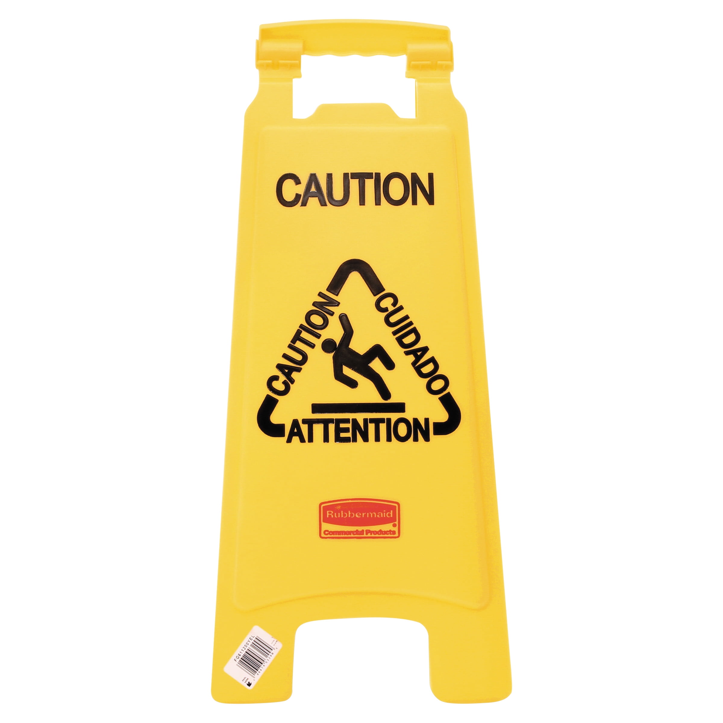 Rubbermaid Commercial Multilingual "Caution" Floor Sign, Plastic, 11 x 1 1 2 x... by RUBBERMAID COMMERCIAL PROD.