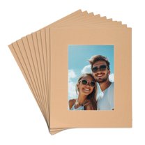 Uxcell 10Pcs Picture Mat 8"x10" Bevel Cut Frame Mattes with Backing for Display Art Measuring Kraft Paper Color