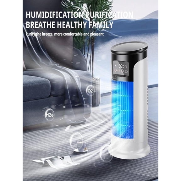 Yardvibe 3-in-1 Tower Fan, 11.6"x6.1" Air Cooler with Humidifier Function & Timer, LED Light Indicator, USB Powered Desktop Cooling Mist Fan for Home Living Room Bedroom (1PC 2PC Ice Pack)