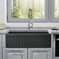 thumbnail image 4 of 33" x 18" Black Fireclay Farmhouse Single Bowl Kitchen Sink with Basket Strainer and Bottom Grid, 4 of 7
