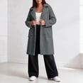 thumbnail image 5 of KICILVS Long Sherpa Jacket Women Fuzzy Button-Down Coat with Pockets Notched Collar Warm Winter Outerwear for Casual, 5 of 7