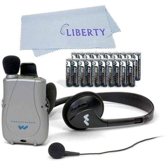 Williams Sound PockeTalker Ultra Duo Sound Amplifier with Headphone & Earbud, Year Supply of Batteries & Liberty Microfiber Cloth