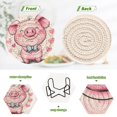 thumbnail image 4 of Haosy Set of 6 Drink Woven Coaster with Holder Heat Resistant Non-Slip Bar Coasters 4 Inches Cute Pink Pig and Heart, 4 of 7