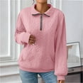 thumbnail image 2 of Duoif Womens Sweatshirt Ladies' Fashion Turtleneck Sweater - Zipper Long Sleeve Sweatshirt for Women Pink XL, 2 of 9