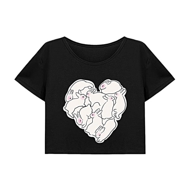 Camiseta corta de verano para mujer, elegante, cómoda y sencilla, con cuello redondo, para viaje SG