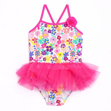 OP - Toddler Girl Springtime Floral Tutu One-Piece Swimsuit, 5T ...